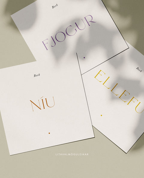 NÚMER 5 — BORÐAMERKINGAR