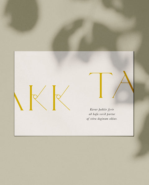 NÚMER 5 — ÞAKKARKORT
